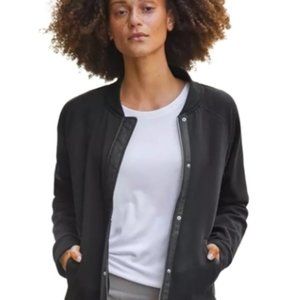 ATHLETA Stronger black Bomber Jacket Zip Front